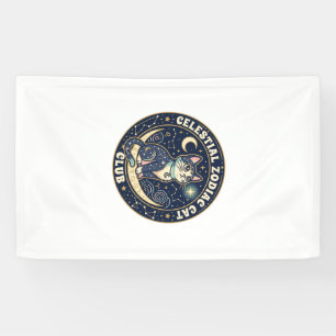 Celestial Zodiac Cat Cute Cat T-Shirt Design - Cel Banner