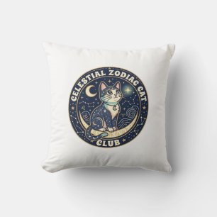 Celestial Zodiac Cat Cute Cat T-Shirt Design - Cel Cushion