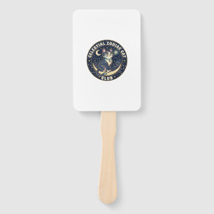 Celestial Zodiac Cat Cute Cat T-Shirt Design - Cel Hand Fan