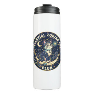 Celestial Zodiac Cat Cute Cat T-Shirt Design - Cel Thermal Tumbler