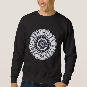 Celestial Zodiac Signs Wheel Mandala Graphic Art Sweatshirt