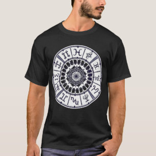 Celestial Zodiac Signs Wheel Mandala Graphic Art T-Shirt