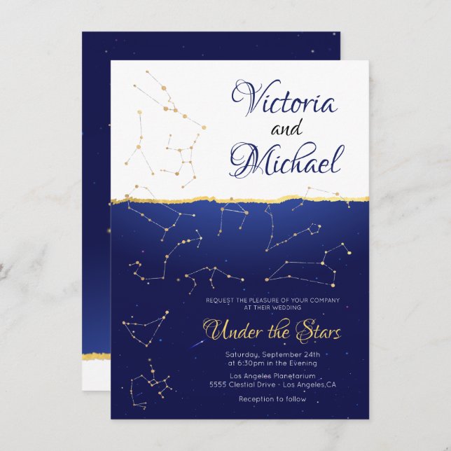 Celestial Zodiac Star  Signs Constellation  Invitation (Front/Back)