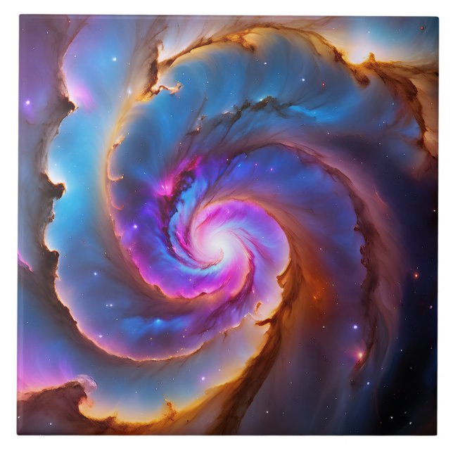 “Celestium” - Nebula and Galaxies Ceramic Tile (Front)