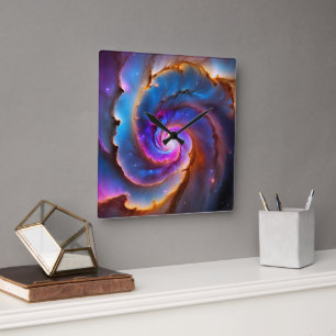 “Celestium” - Nebula and Galaxies Square Wall Clock