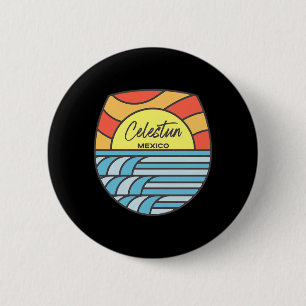 Celestun Beach Mexico Sunset Mexican Pride 6 Cm Round Badge