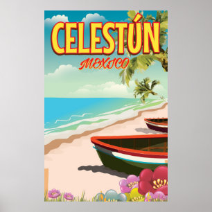Celestún Mexico travel poster