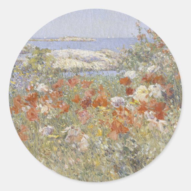 Celia Thaxter's Garden by Frederick Childe Hassam Classic Round Sticker (Front)