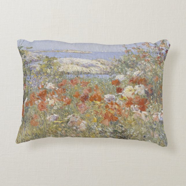 Celia Thaxter's Garden by Frederick Childe Hassam Decorative Cushion (Back)