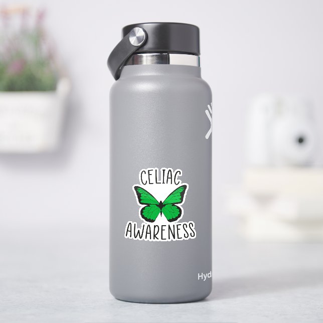 Celiac Awareness Butterfly, Green Ribbon (HydroFlask)