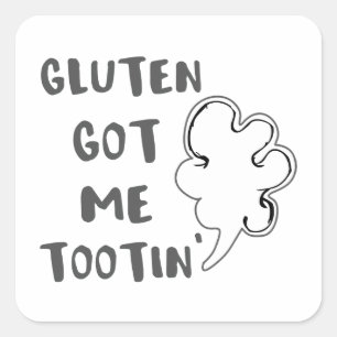 Celiac Awareness Gluten Got Me Tootin Square Sticker