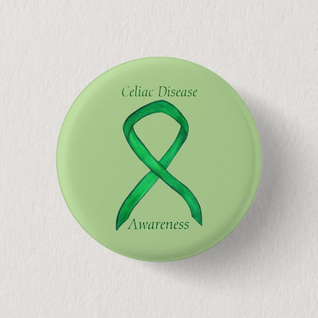 Celiac Disease Awareness Custom Ribbon Art Pin (Front)