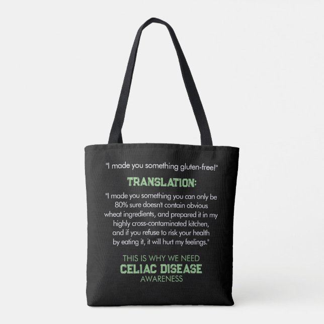 Celiac Disease Awareness Funny Tote Bag (Back)