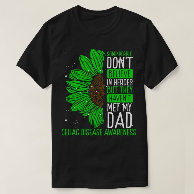Celiac Disease Awareness Ribbon Dad Warrior T-Shirt (Design Front)