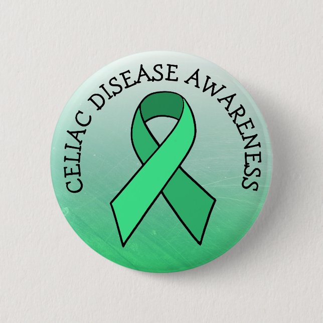 Celiac Disease Awareness Ribbon Green Button (Front)