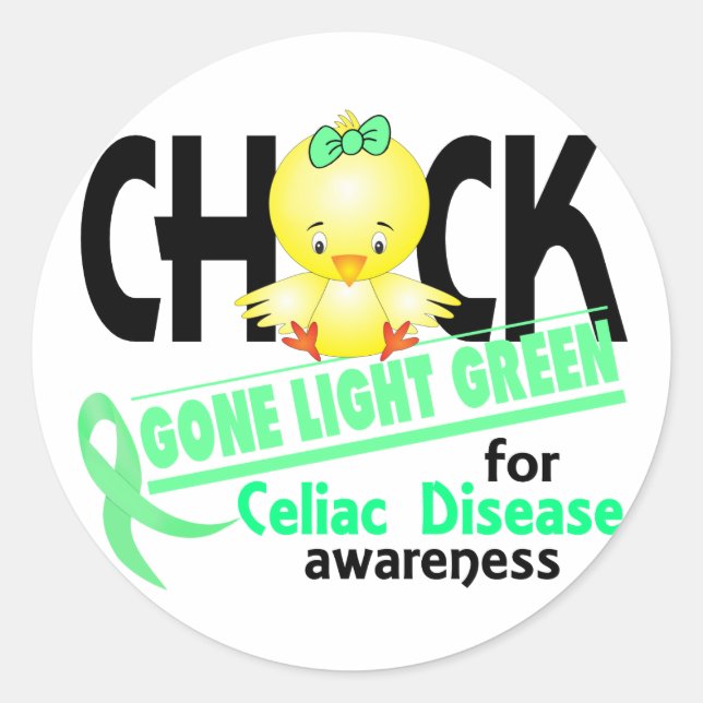 Celiac Disease Chick Gone Light Green 2 Classic Round Sticker (Front)