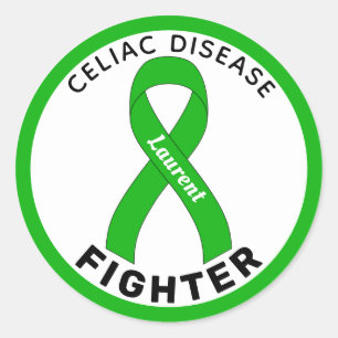 Celiac Disease Fighter Ribbon White Round Sticker