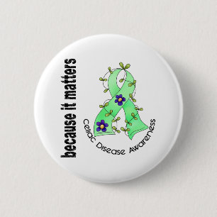 Celiac Disease Flower Ribbon 3 6 Cm Round Badge