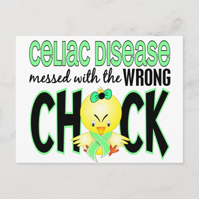 Celiac Disease Messed With The Wrong Chick Postcard (Front)