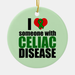Celiac Disease Support Awareness Love Ribbon Ceramic Ornament