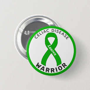 Celiac Disease Warrior Ribbon White Button
