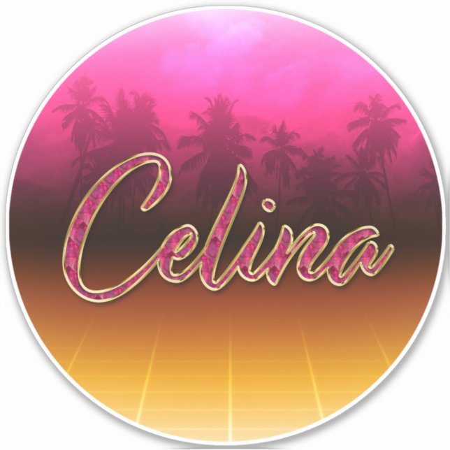 Celina First name name golden pink sticker sticker (Front)