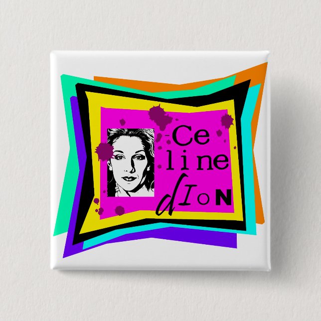 Celine Dion - pop art 15 Cm Square Badge (Front)