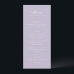 Celine Lilac Elegant Wedding Menu<br><div class="desc">Classic wedding menus featuring a simple and timeless design with elegant script and traditional serif fonts.</div>