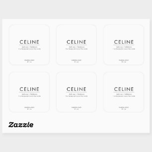 Celine Matte Sticker Square Label Stickers  3"x3"