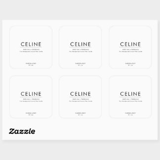 Celine Matte Sticker Square Label Stickers  3"x3"