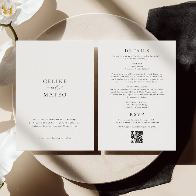CELINE Minimalist Wedding Invite RSVP + Details (Creator Uploaded)