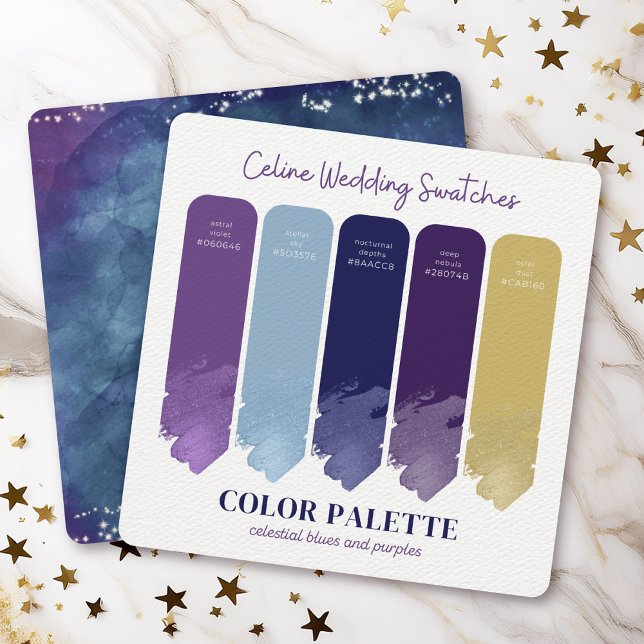 Celine • Purple & Blue Wedding Colour Palette Card (Whether you're planning a wedding or simply love the colors - this swatch card is a helpful tool.)