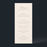 Celine Sandy Neutrals Elegant Wedding Menu<br><div class="desc">Classic wedding menus featuring a simple and timeless design with elegant script and traditional serif fonts.</div>