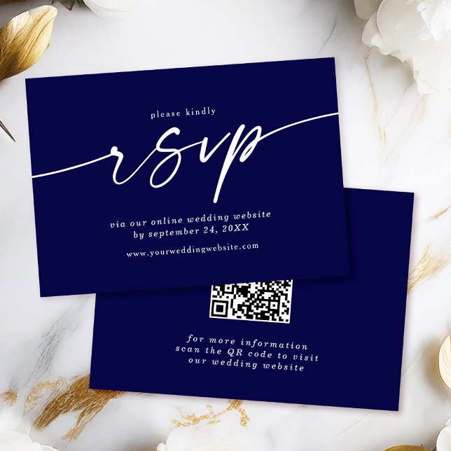 Celine • Wedding Website RSVP with QR Code Enclosure Card (Streamline your guest responses with the Celine RSVP card, featuring a custom QR code.)