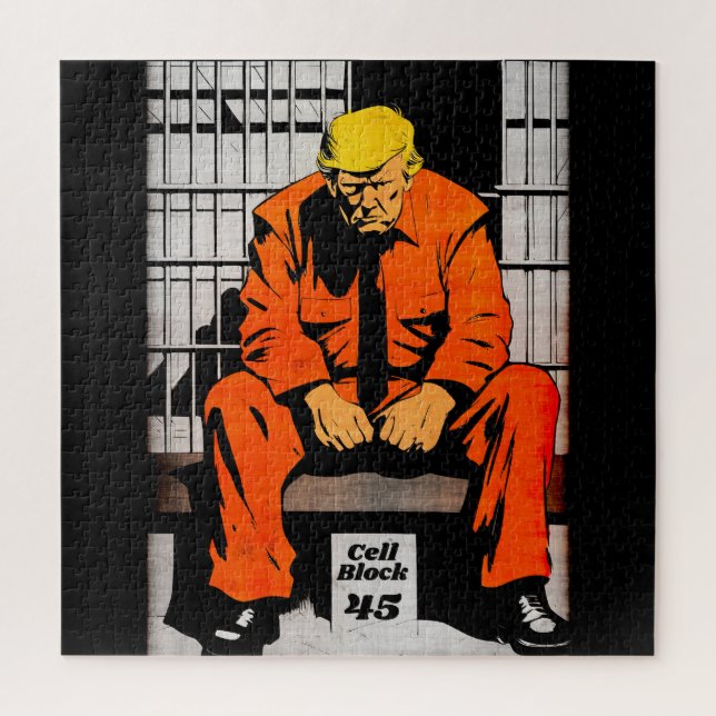 Cell Block 45 - Trump Jail Time Jigsaw Puzzle (Vertical)