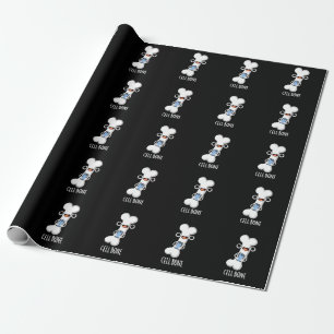 Cell Bone Funny Cell Phone Pun Dark BG Wrapping Paper