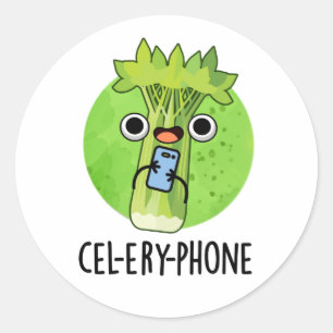 Cell-ery Phone Funny Celery Veggie Pun  Classic Round Sticker
