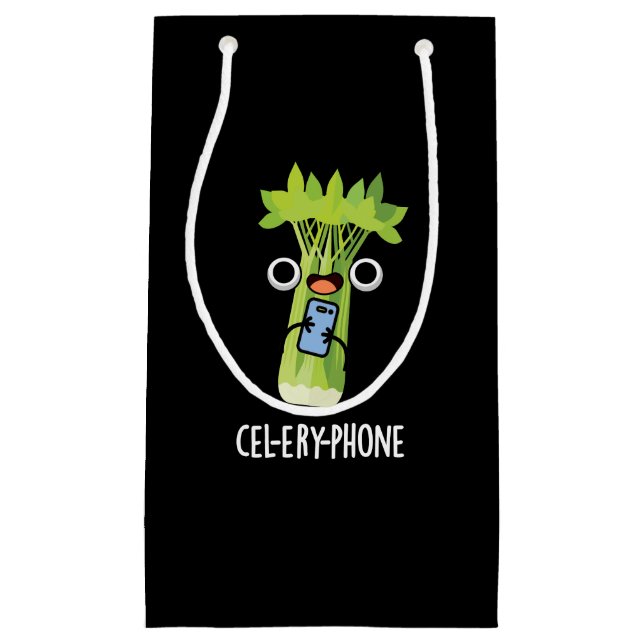 Cell-ery Phone Funny Celery Veggie Pun  Small Gift Bag (Front)