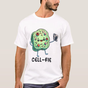 Cell-Fie Biology Pun Funny Science Illustration T-Shirt