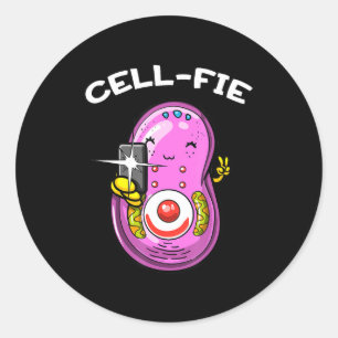 Cell-Fie Biology Science Teacher Student Funny Jok Classic Round Sticker