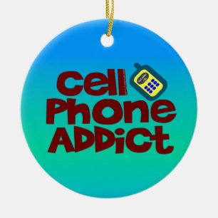 Cell Phone Addict Ceramic Ornament