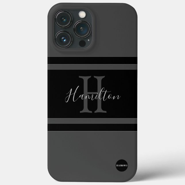 Cell Phone Case - HAMbyWG - Black on Grey (Back)