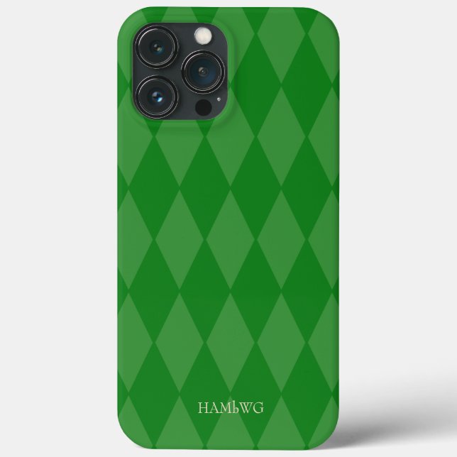 Cell Phone Case with Green Argyle HAMbyWG (Back)