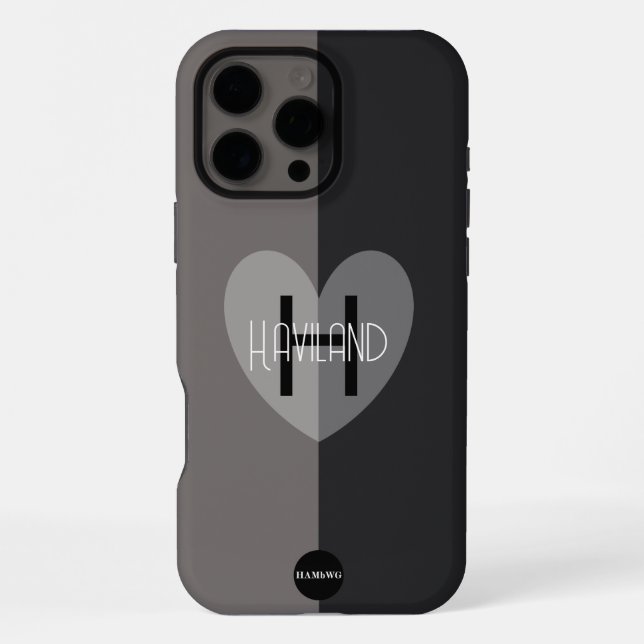 Cell Phone Case with Heart and Monogram HAMbWG (Back)