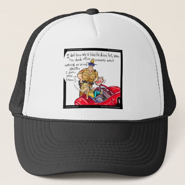 Cell Phone Driver Funny Tees Mugs Gifts Trucker Hat (Front)