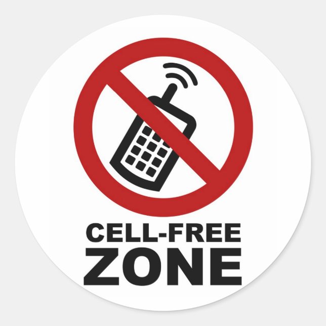Cell Phone Free Zone Classic Round Sticker (Front)