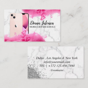 Cell Phone Mobile Repair Service Black Metal Business Card