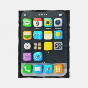 Cell Phone Screen Smartphone Mobile App Halloween  Fleece Blanket