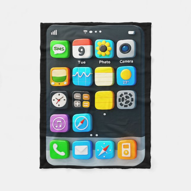 Cell Phone Screen Smartphone Mobile App Halloween  Fleece Blanket (Front)