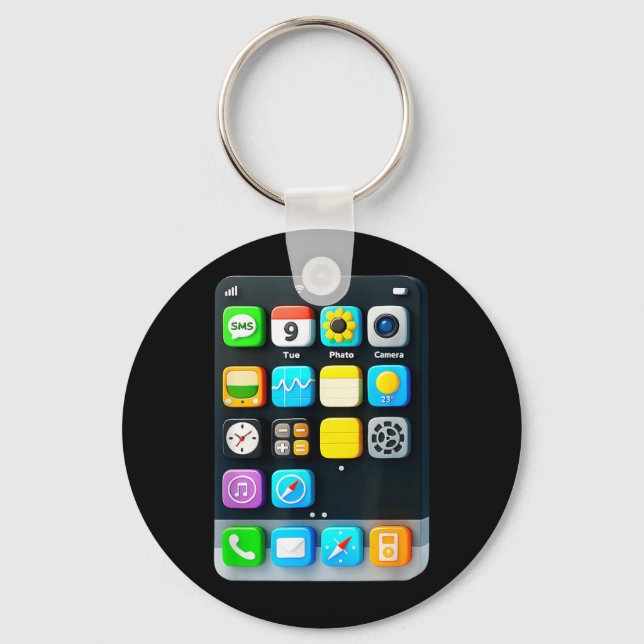 Cell Phone Screen Smartphone Mobile App Halloween Key Ring (Front)
